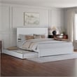 Malta King Wood Platform Bed with Panel Footboard and Twin XL Trundle in White