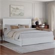 Malta King Wood Platform Bed with Panel Footboard and Twin XL Trundle in White