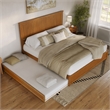 Malta King Wood Platform Bed with Panel Footboard & TXL Trundle in Light Toffee