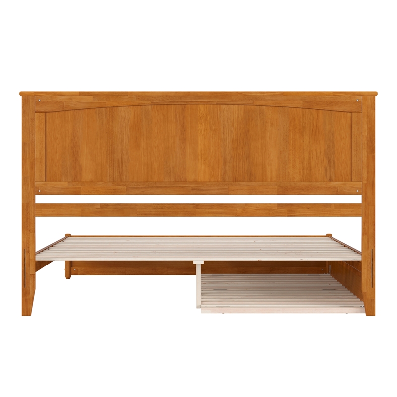 Malta King Wood Platform Bed with Panel Footboard & TXL Trundle in Light Toffee