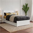 Malta Twin XL Wood Platform Bed with Panel Footboard & Storage Drawers in White