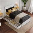 Malta Twin XL Wood Platform Bed with Panel Footboard & Storage Drawers in White
