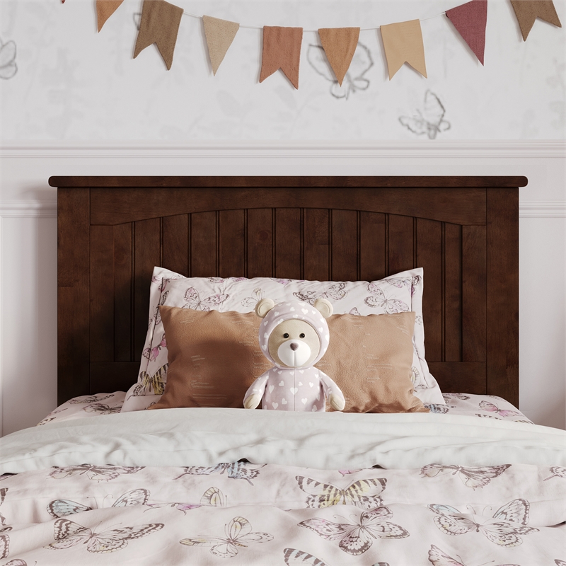 Malta Twin Wood Platform Bed with Panel Footboard and Storage Drawers in Walnut