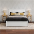 Malta Full Wood Platform Bed with Panel Footboard and Storage Drawers in White