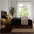 Malta Full Wood Platform Bed with Panel Footboard and Storage Drawers in Walnut