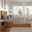 Malta Full Wood Platform Bed with Panel Footboard & Drawers in Light Toffee