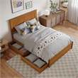 Malta Full Wood Platform Bed with Panel Footboard & Drawers in Light Toffee