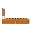 Malta Full Wood Platform Bed with Panel Footboard & Drawers in Light Toffee