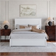 Malta Queen Wood Platform Bed with Panel Footboard and Storage Drawers in White