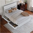 Malta Queen Wood Platform Bed with Panel Footboard and Storage Drawers in White