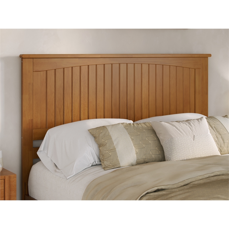 Malta Queen Wood Platform Bed with Panel Footboard & Drawers in Light Toffee