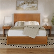 Malta Queen Wood Platform Bed with Panel Footboard & Drawers in Light Toffee