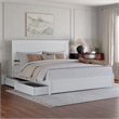 Malta King Wood Platform Bed with Panel Footboard and Storage Drawers in White