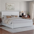Malta King Wood Platform Bed with Panel Footboard and Storage Drawers in White
