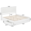Malta King Wood Platform Bed with Panel Footboard and Storage Drawers in White
