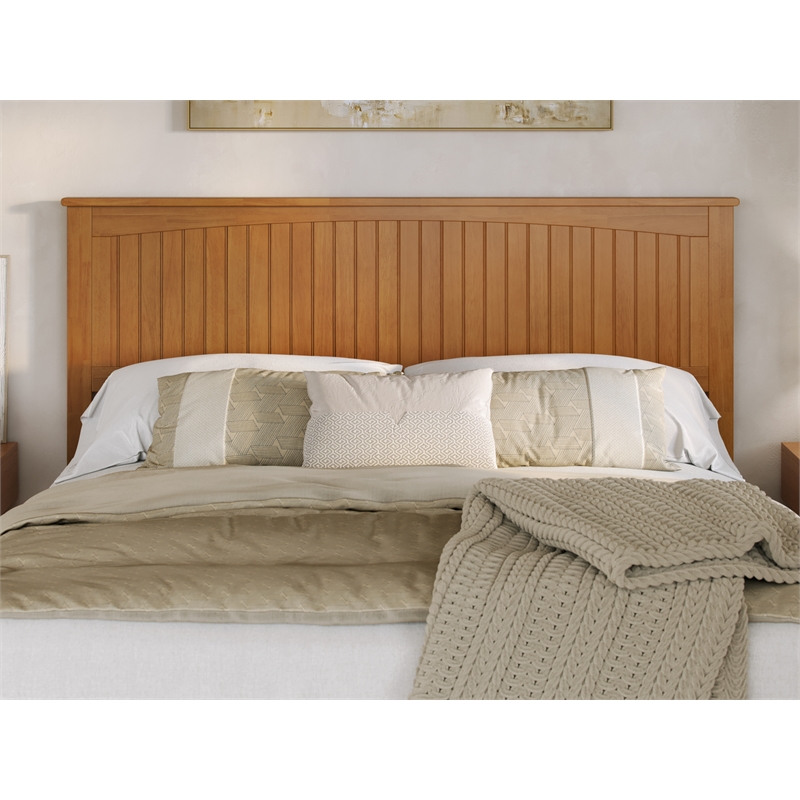 Malta King Wood Platform Bed with Panel Footboard & Drawers in Light Toffee