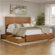 Malta King Wood Platform Bed with Panel Footboard & Drawers in Light Toffee