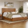 Malta King Wood Platform Bed with Panel Footboard & Drawers in Light Toffee