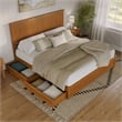 Malta King Wood Platform Bed with Panel Footboard & Drawers in Light Toffee
