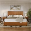 Malta King Wood Platform Bed with Panel Footboard & Drawers in Light Toffee