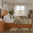 Malta King Wood Platform Bed with Panel Footboard & Drawers in Light Toffee