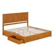 Malta King Wood Platform Bed with Panel Footboard & Drawers in Light Toffee