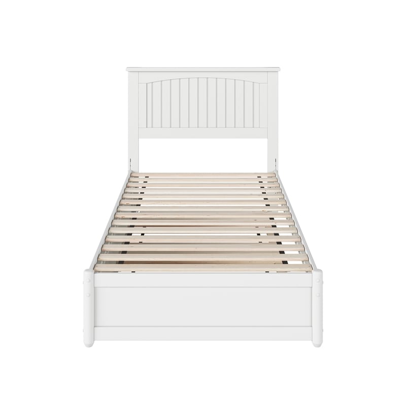 Malta Twin XL Wood Platform Bed with Panel Footboard & Twin XL Trundle in White