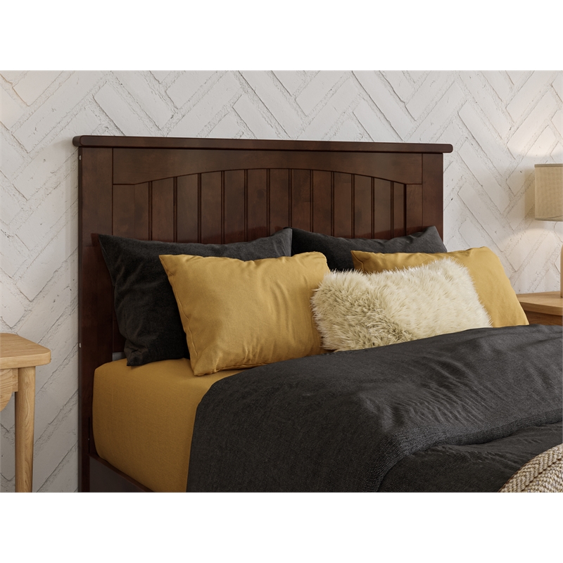 Malta Twin XL Wood Platform Bed with Panel Footboard & Twin XL Trundle in Walnut