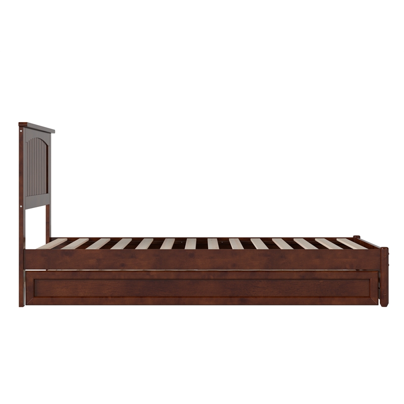 Malta Twin XL Wood Platform Bed with Panel Footboard & Twin XL Trundle in Walnut
