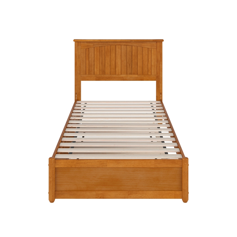 Malta Twin XL Platform Bed with Panel Footboard & TXL Trundle in Light Toffee