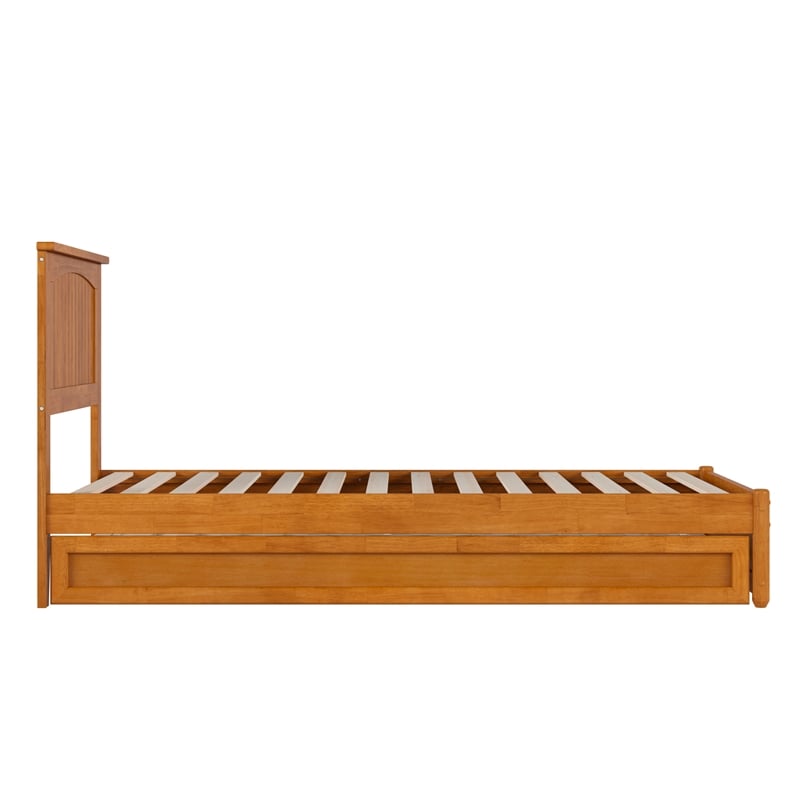 Malta Twin XL Platform Bed with Panel Footboard & TXL Trundle in Light Toffee