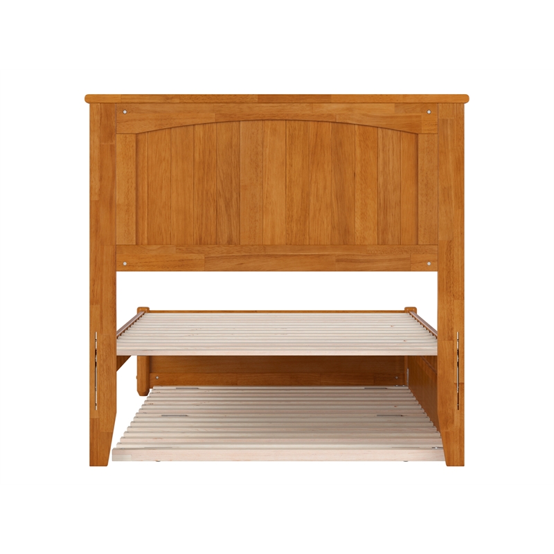 Malta Twin XL Platform Bed with Panel Footboard & TXL Trundle in Light Toffee