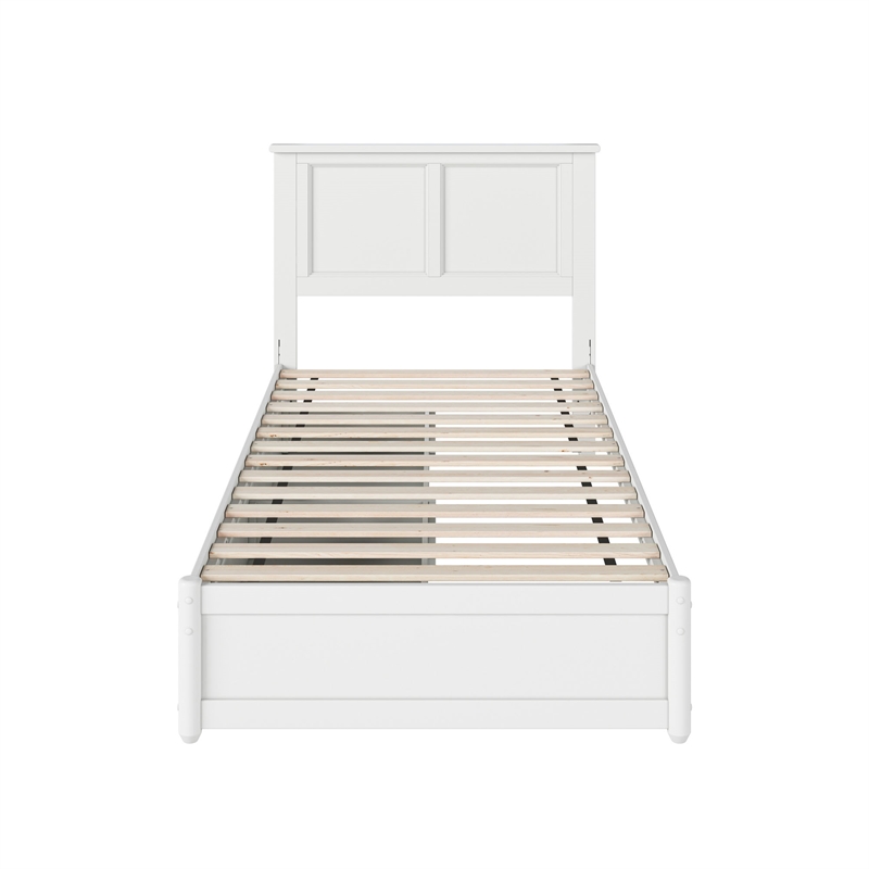 Felicity Twin XL Wood Platform Bed with Panel Footboard & Drawers in White