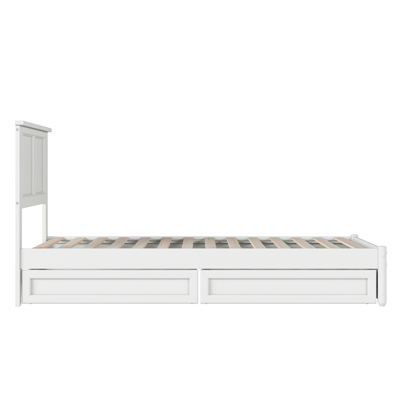 Felicity Twin XL Wood Platform Bed with Panel Footboard & Drawers in White