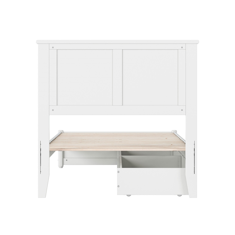 Felicity Twin XL Wood Platform Bed with Panel Footboard & Drawers in White