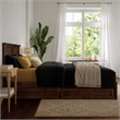 Felicity Twin XL Wood Platform Bed with Panel Footboard & Drawers in Walnut