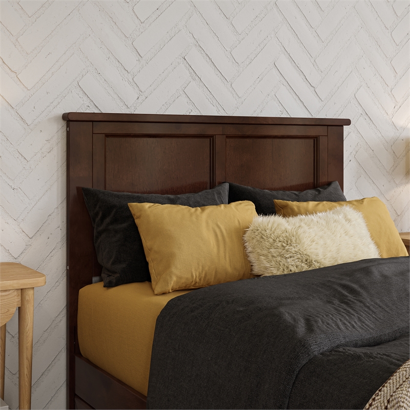 Felicity Twin XL Wood Platform Bed with Panel Footboard & Drawers in Walnut