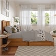 Felicity  Wood Platform Bed with Panel Footboard & Drawers in Light Toffee