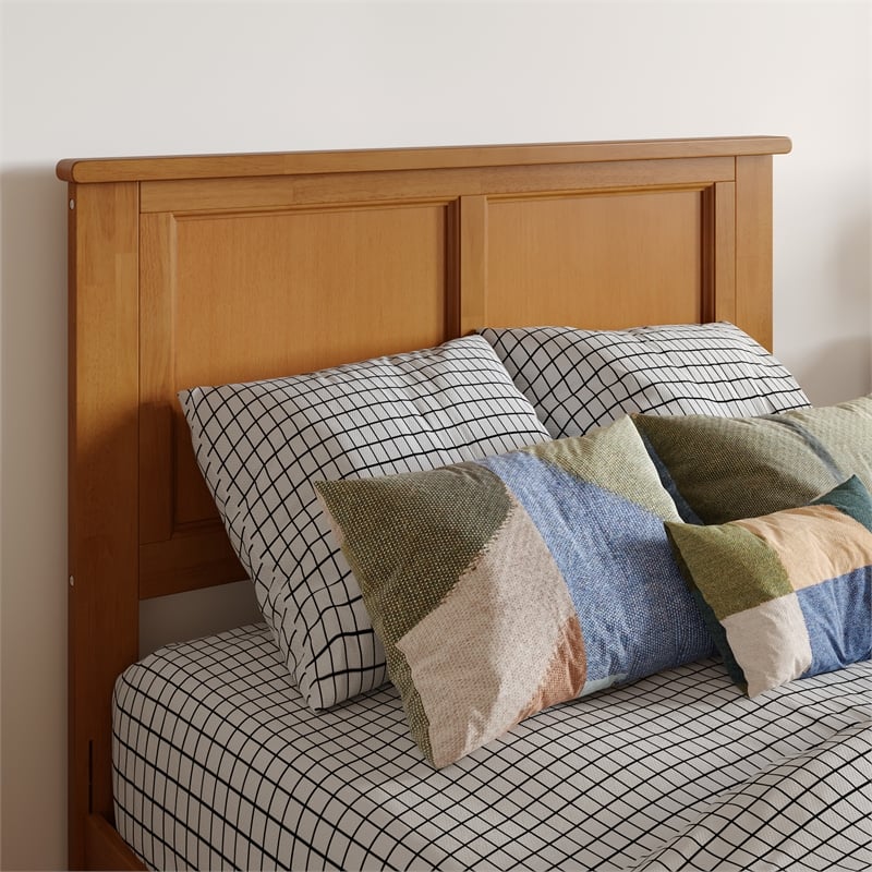 Felicity  Wood Platform Bed with Panel Footboard & Drawers in Light Toffee