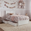 Felicity Twin Wood Platform Bed with Panel Footboard & Storage Drawers in White