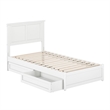 Felicity Twin Wood Platform Bed with Panel Footboard & Storage Drawers in White