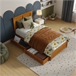 Felicity Twin Wood Platform Bed with Panel Footboard & Drawers in Light Toffee