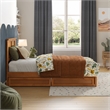 Felicity Twin Wood Platform Bed with Panel Footboard & Drawers in Light Toffee