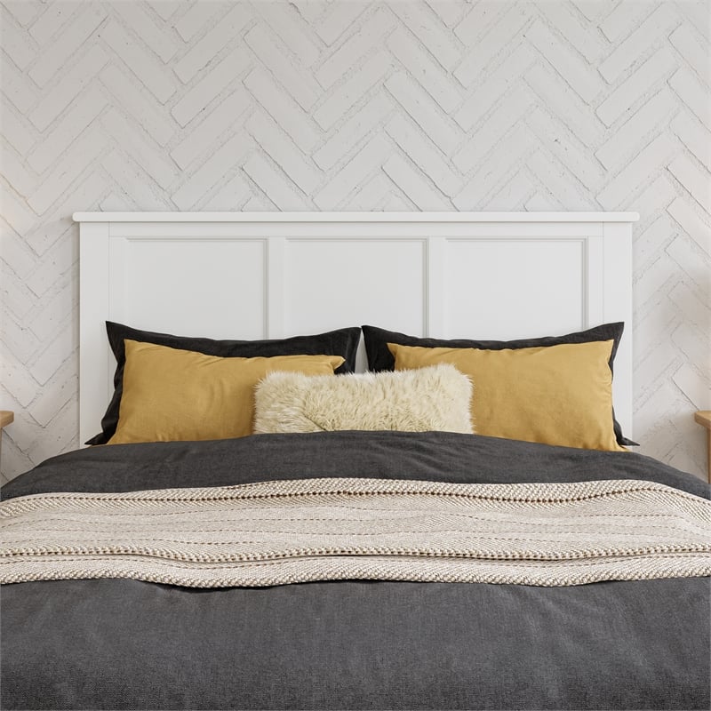 Felicity Full Wood Platform Bed with Panel Footboard & Storage Drawers in White