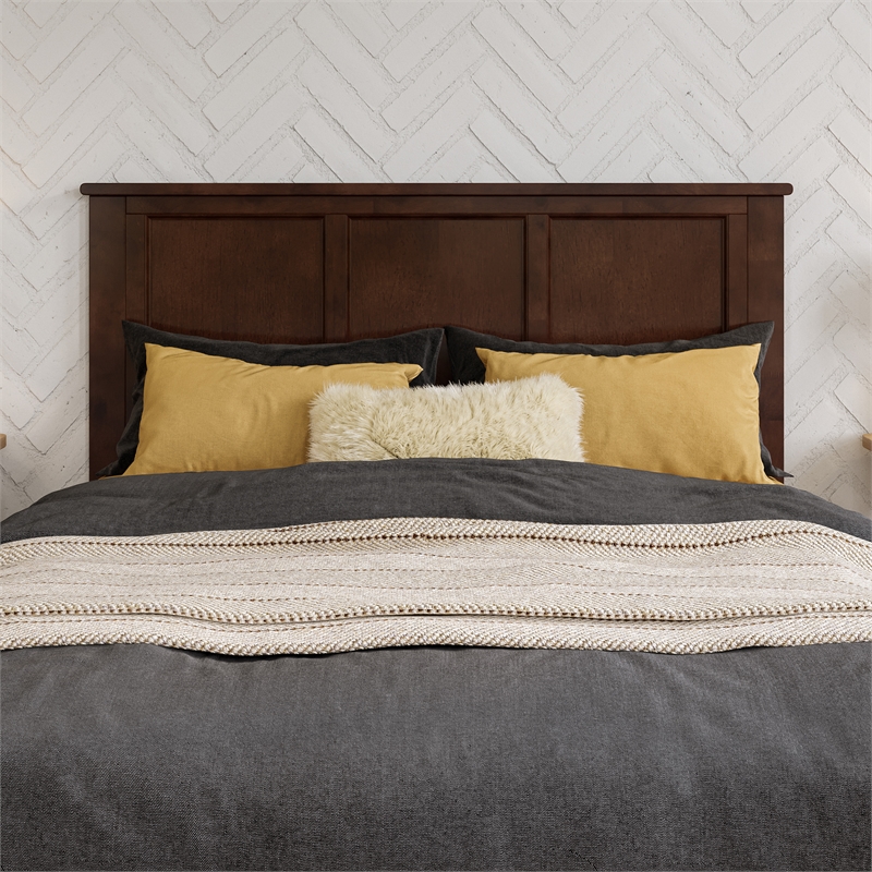 Felicity Full Wood Platform Bed with Panel Footboard & Storage Drawers in Walnut