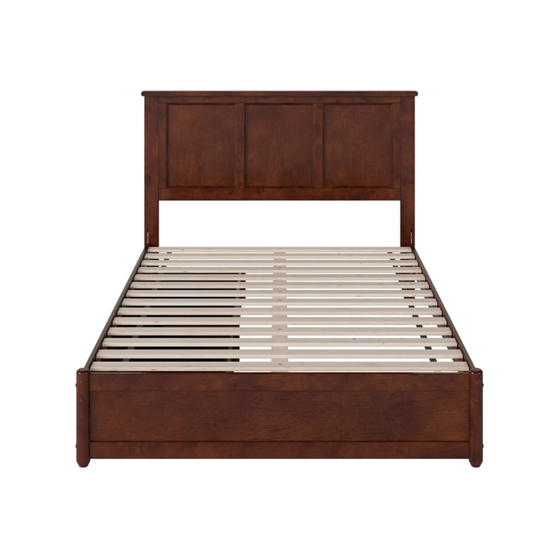 Felicity Full Wood Platform Bed with Panel Footboard & Storage Drawers in Walnut