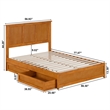 Felicity Full Wood Platform Bed with Panel Footboard & Drawers in Light Toffee