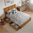 Felicity Full Wood Platform Bed with Panel Footboard & Drawers in Light Toffee