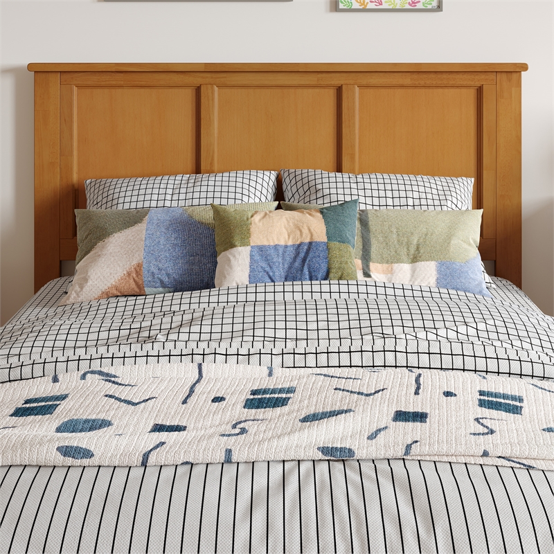 Felicity Full Wood Platform Bed with Panel Footboard & Drawers in Light Toffee