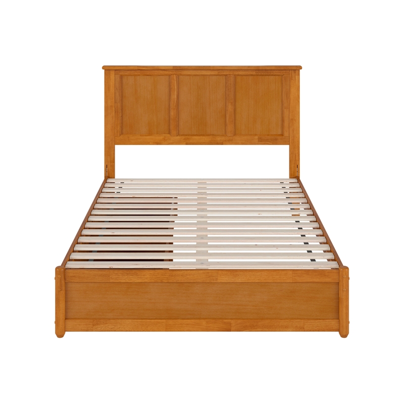 Felicity Full Wood Platform Bed with Panel Footboard & Drawers in Light Toffee
